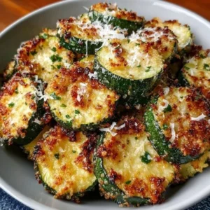 Crispy Air Fryer Zucchini with Parmesan served in a bowl