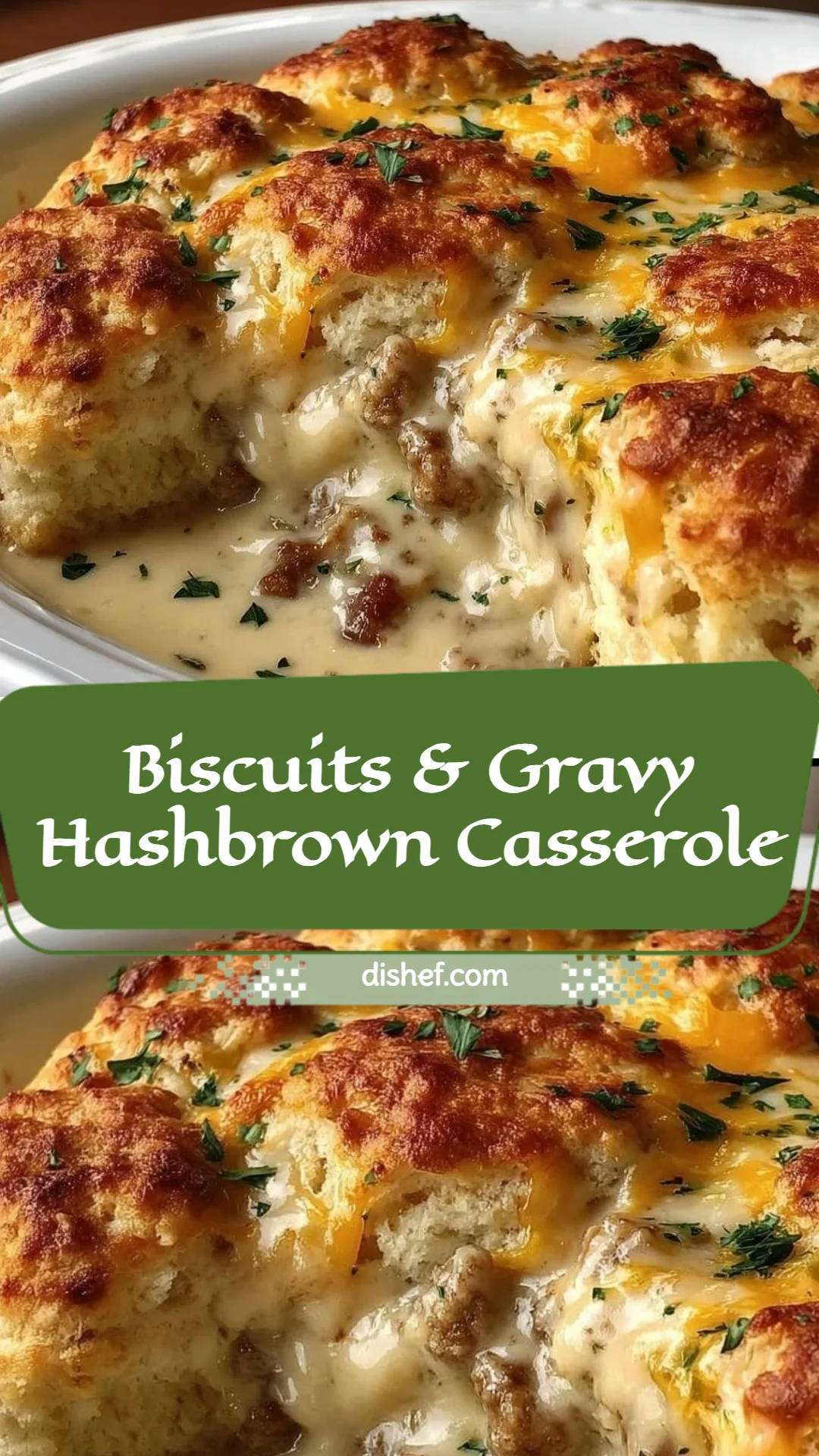 Biscuits & Gravy Hashbrown Casserole