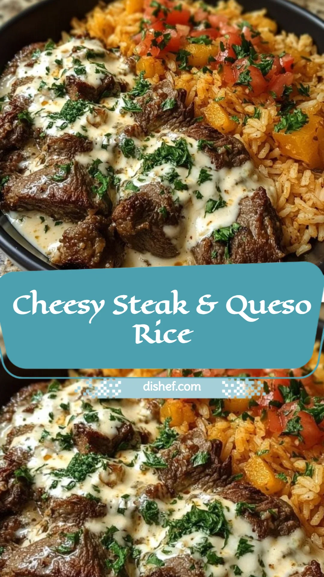 Cheesy Steak & Queso Rice