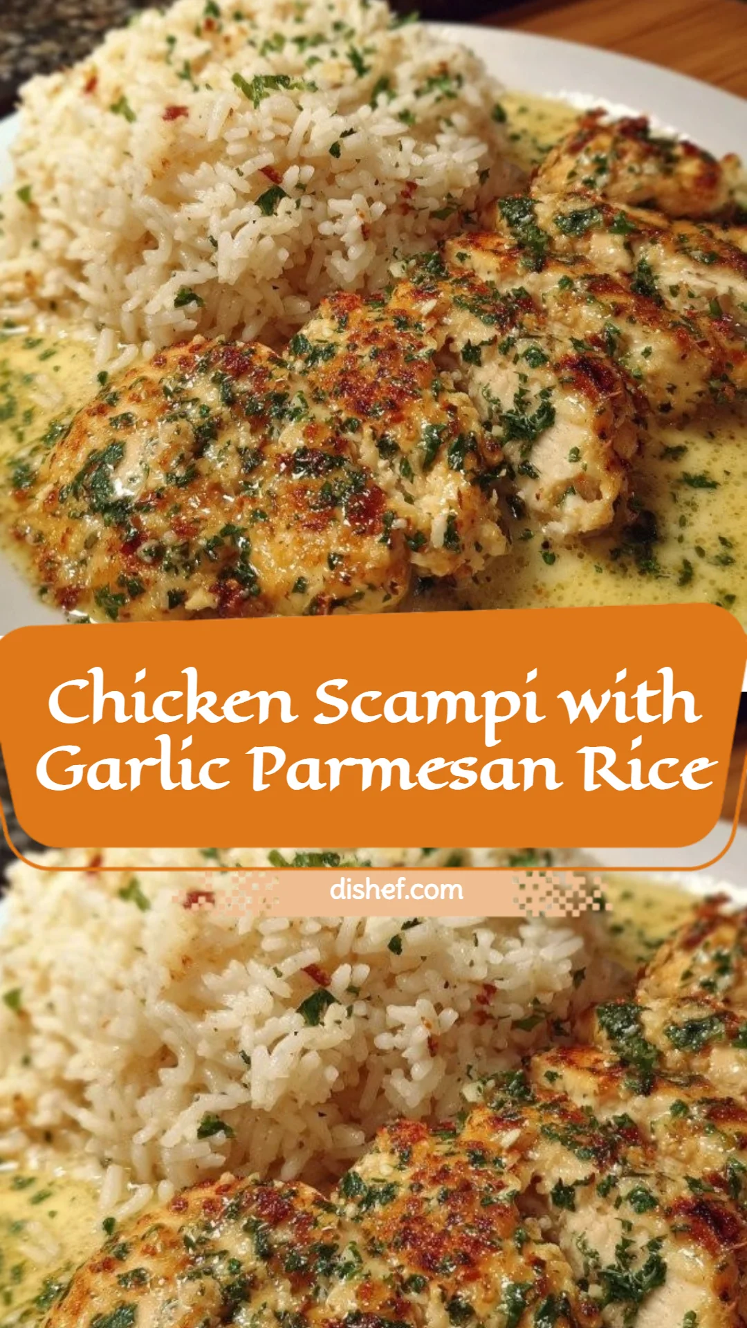 Chicken Scampi with Garlic Parmesan Rice