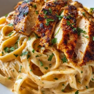 Creamy Cajun Chicken Pasta served in a bowl with herbs and spices