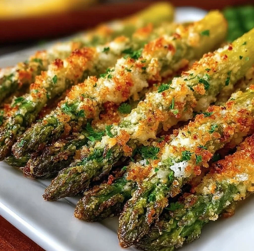 Crispy Parmesan asparagus sticks, a delicious and healthy side dish.