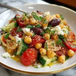 Mediterranean Chickpea Salad with fresh vegetables and herbs