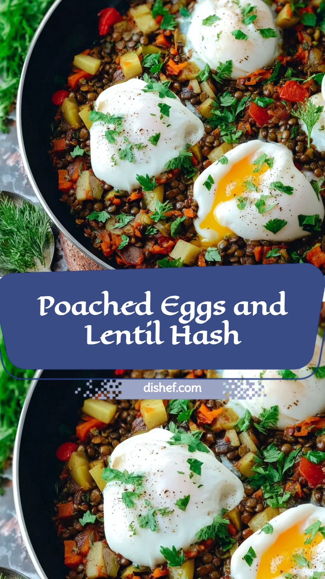 Poached Eggs and Lentil Hash