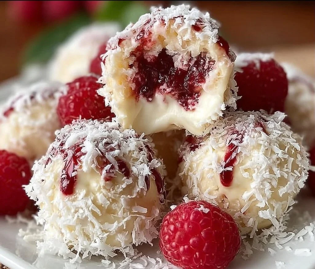Delicious Raspberry Cream Cheese Bites on a serving platter