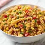 Colorful Taco Pasta Salad with fresh ingredients and toppings