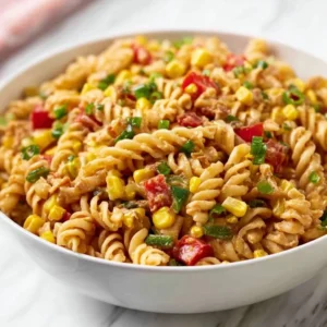 Colorful Taco Pasta Salad with fresh ingredients and toppings