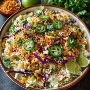 Zesty Mexican Street Corn Coleslaw in a colorful bowl