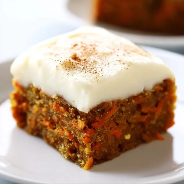 Deliciously moist carrot cake bars with cream cheese frosting.