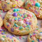 Colorful and decorated Easter cookies on a plate