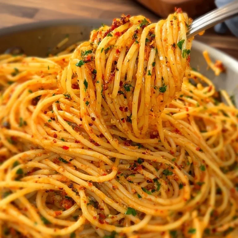 Delicious plate of Garlic Butter Pasta garnished with fresh herbs and parmesan.