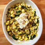 One Tray Zucchini Pasta dish with fresh ingredients