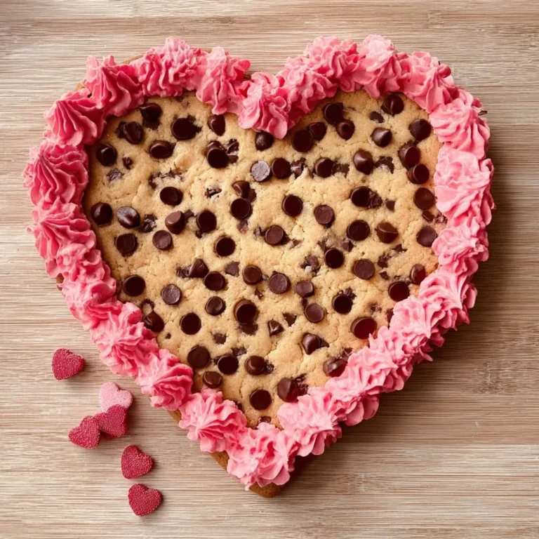 Delicious Valentine's Cookie Pie decorated with heart shapes