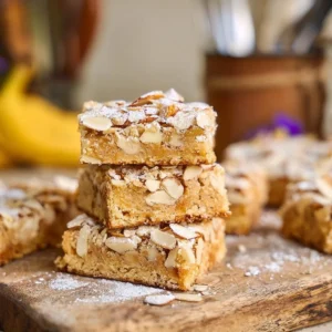 Delicious almond croissant bars with flaky pastry and almond filling