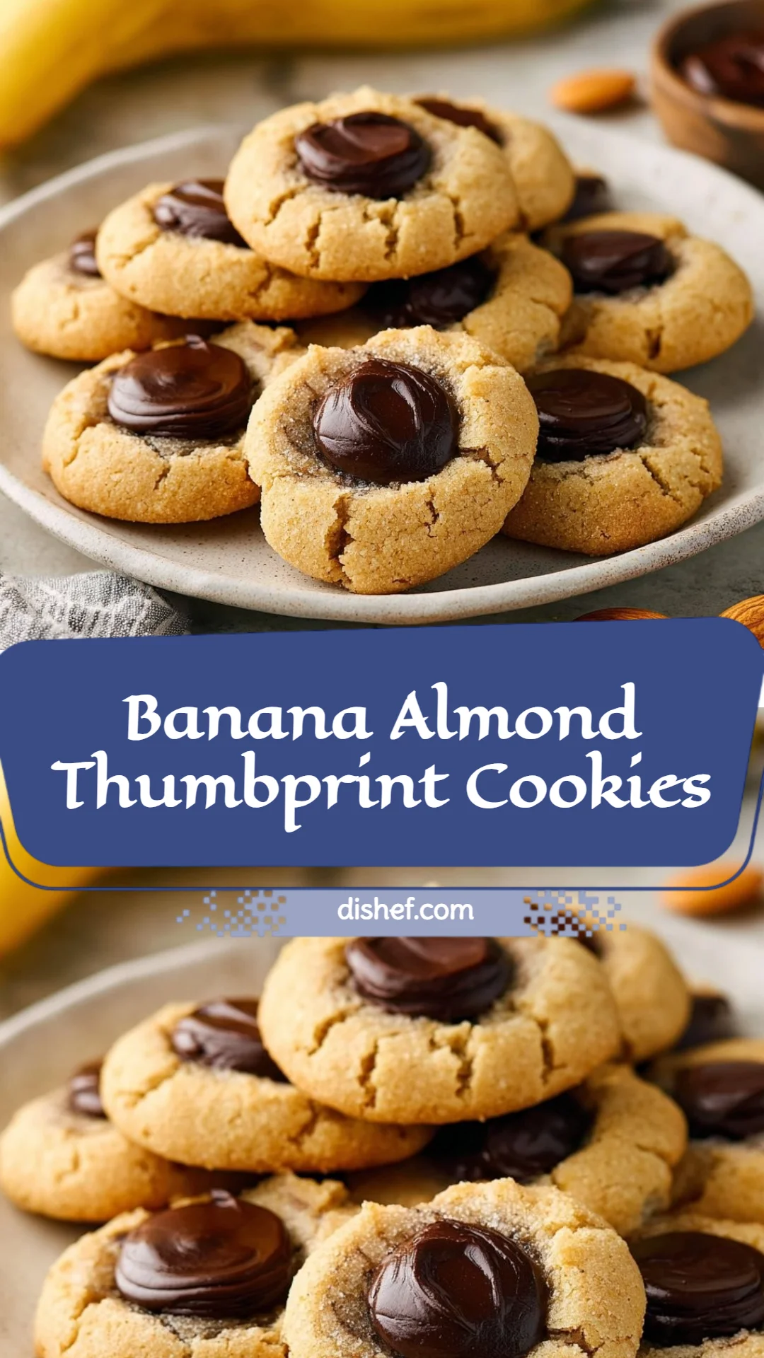 Banana Almond Thumbprint Cookies
