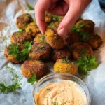 Delicious crispy veggie balls served with dipping sauce