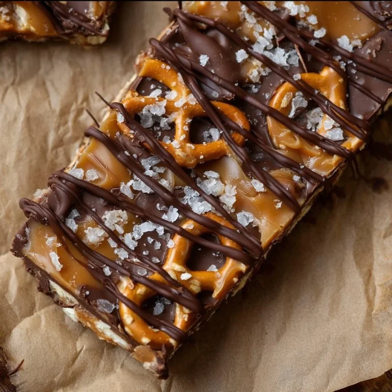 Delicious Salted Caramel Pretzel Bark with a crunchy pretzel topping