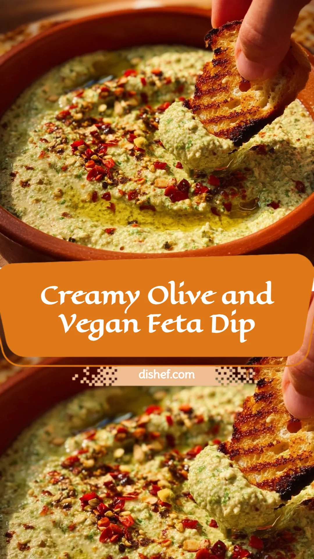 Creamy Olive and Vegan Feta Dip