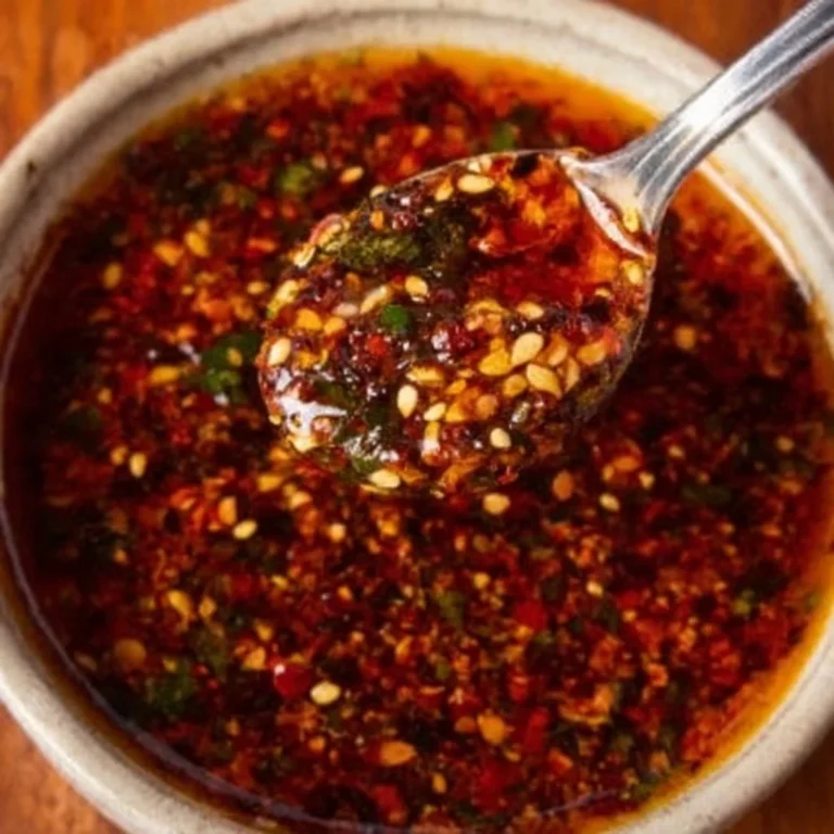 Crispy chili oil drizzled over dishes for flavor enhancement