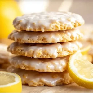 Delicious Lemon Oatmeal No-Bake Cookies on a plate, perfect for a sweet treat.