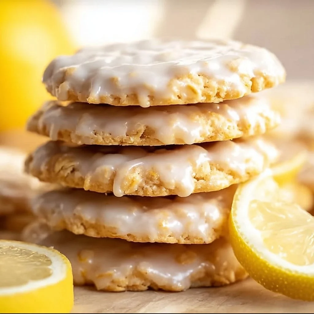 Delicious Lemon Oatmeal No-Bake Cookies on a plate, perfect for a sweet treat.