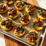Loaded smashed potato cups topped with cheese and green onions