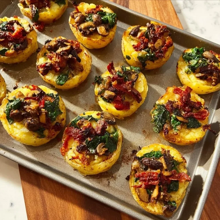 Loaded smashed potato cups topped with cheese and green onions