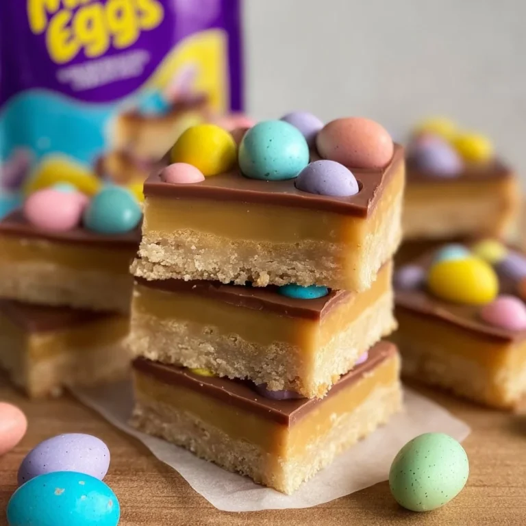 Delicious Millionaires Shortbread topped with Mini Eggs for a festive touch