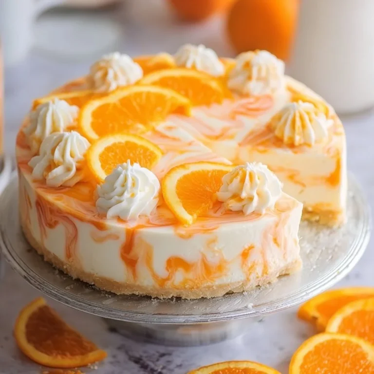 No-Bake Orange Creamsicle Cheesecake with vibrant orange topping