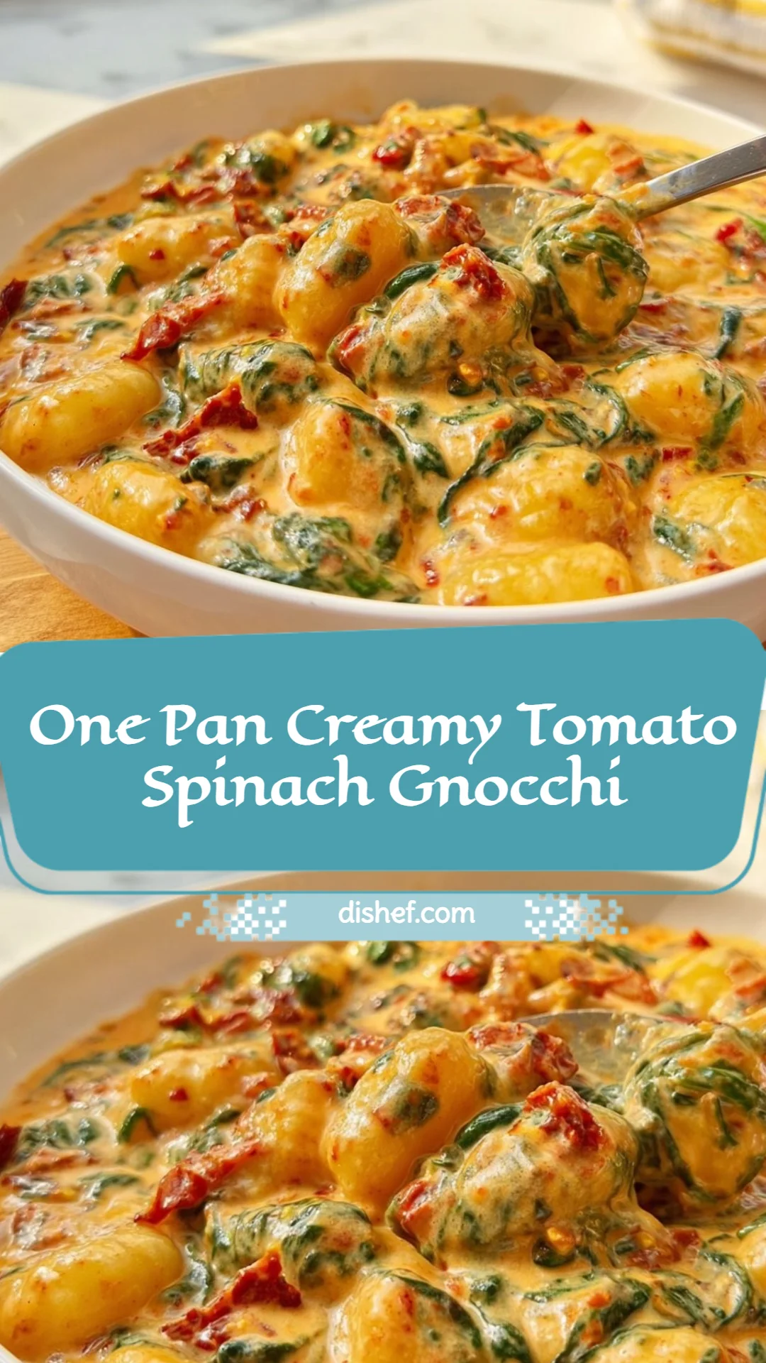 One Pan Creamy Tomato Spinach Gnocchi