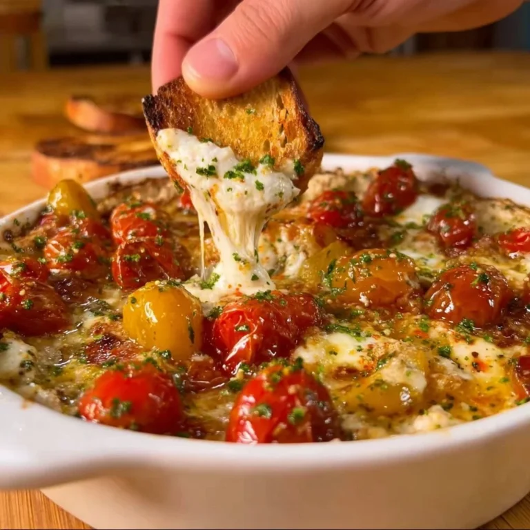 Roasted cherry tomatoes served with creamy bean dip on a plate