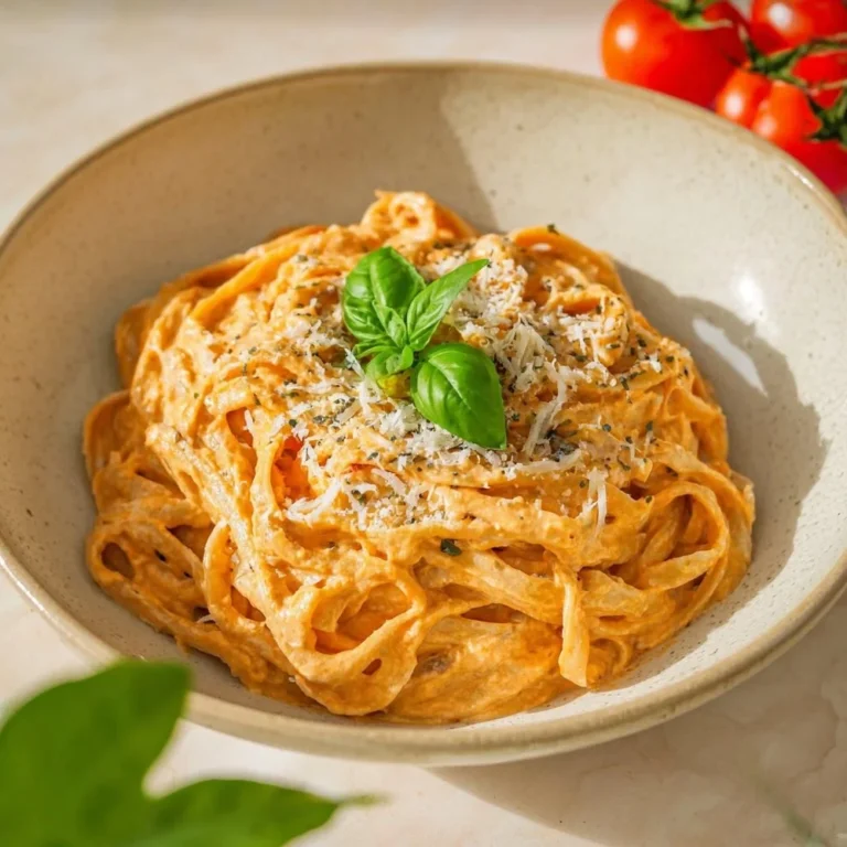 Roasted tomato and garlic ricotta pasta served in a bowl
