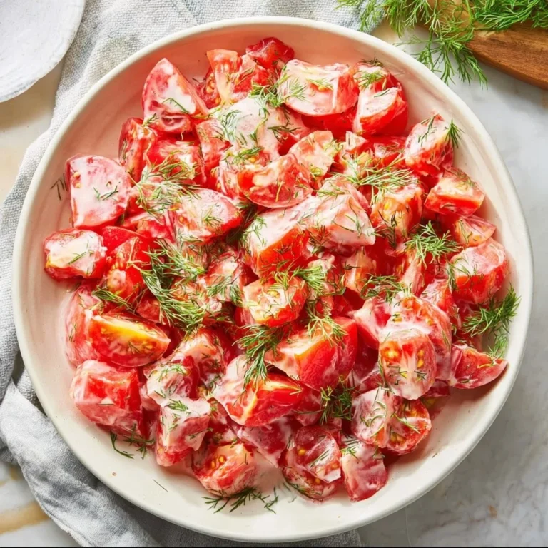 Delicious Tomato Garlic Salad with fresh tomatoes and garlic dressing